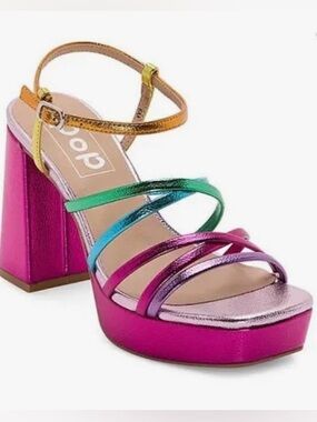 Women’s Pop Multicolor Strappy Block Heel Sandals